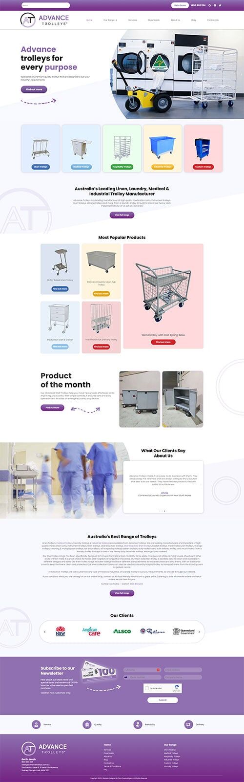 Advance Trolleys Homepage design
